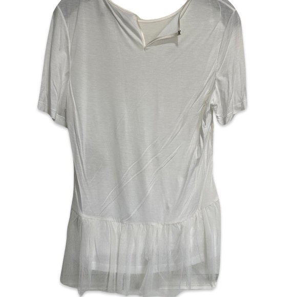 NWT Jason Wu Ivory Mixed Media Tulle-Trimmed T-shirt Top - Size L - Picture 5 of 5